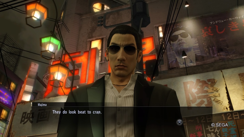 Majima saying "They do look beat to crap"