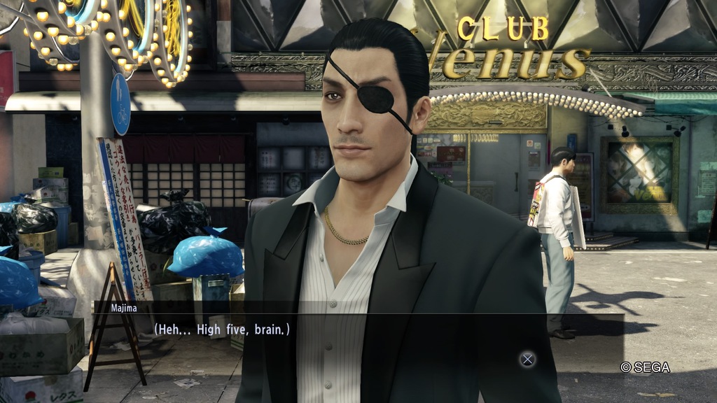 Majima high-fiving his brain