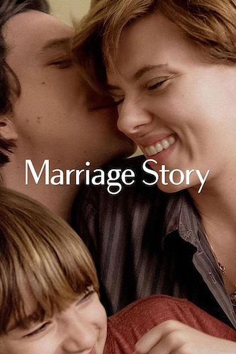 Adam Driver, Scarlet Johansson, and Azhy Robertson on the Marriage Story poster